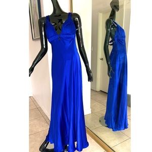 Aidan Mattox Royal Blue Racerback Satin Dress